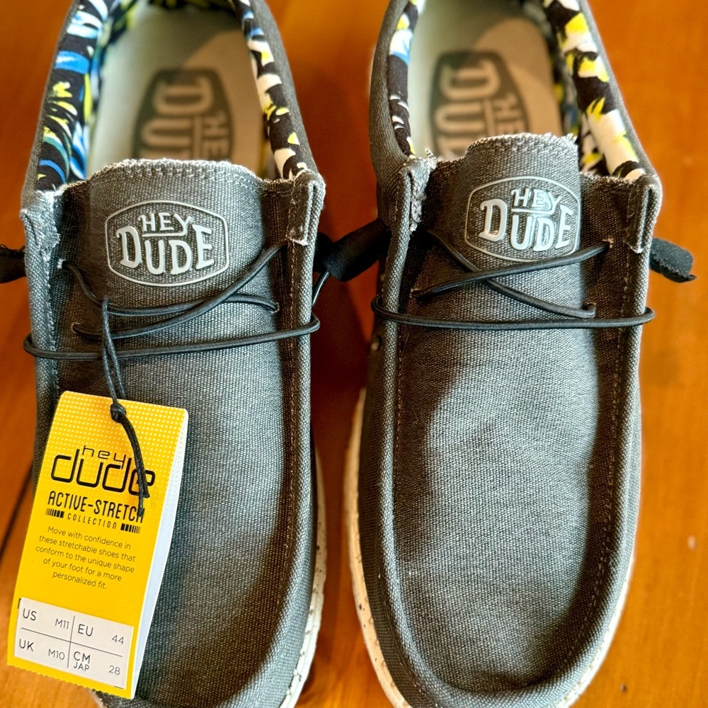 Hey Dude Charcoal Shoes with Patterned Lining
